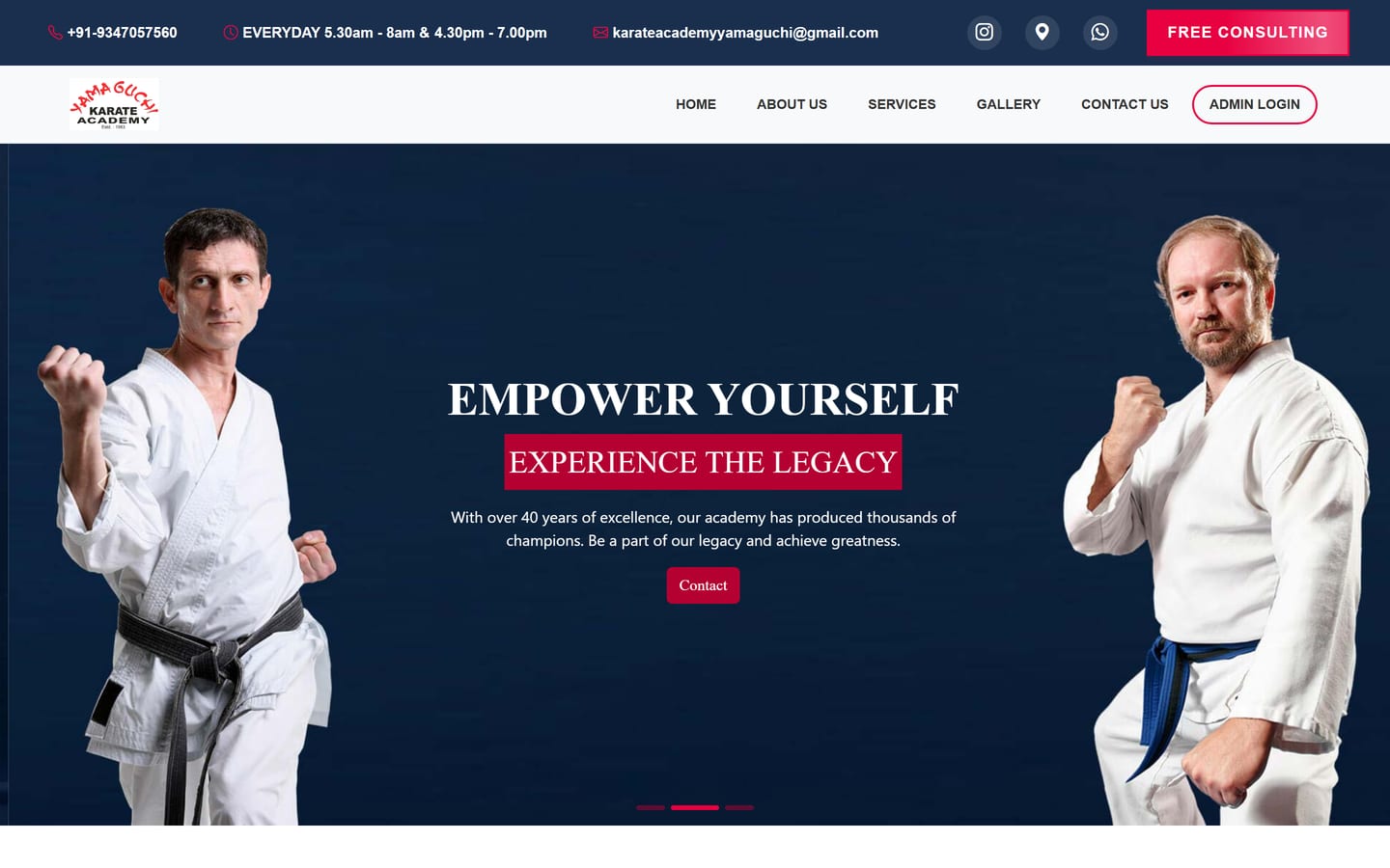 Yamaguchi Karate Academy website — built by Pandrik